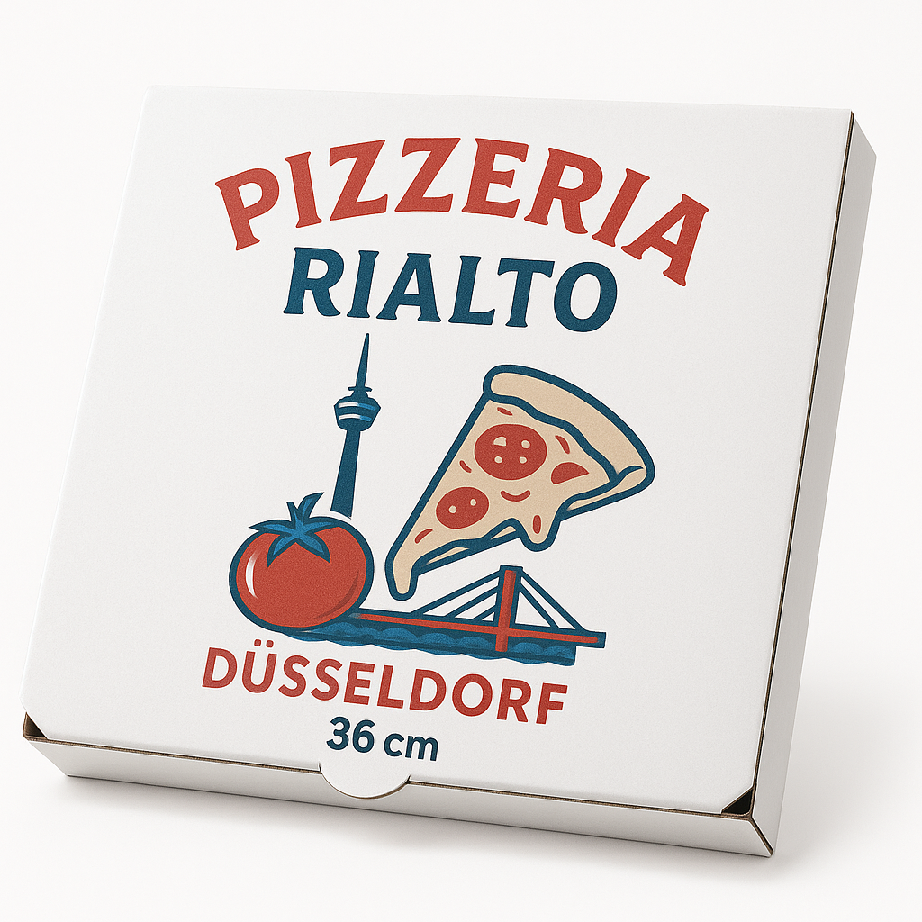 38x38x4cm - Pizzakarton mit eigenem Logo (2500, Weiß)