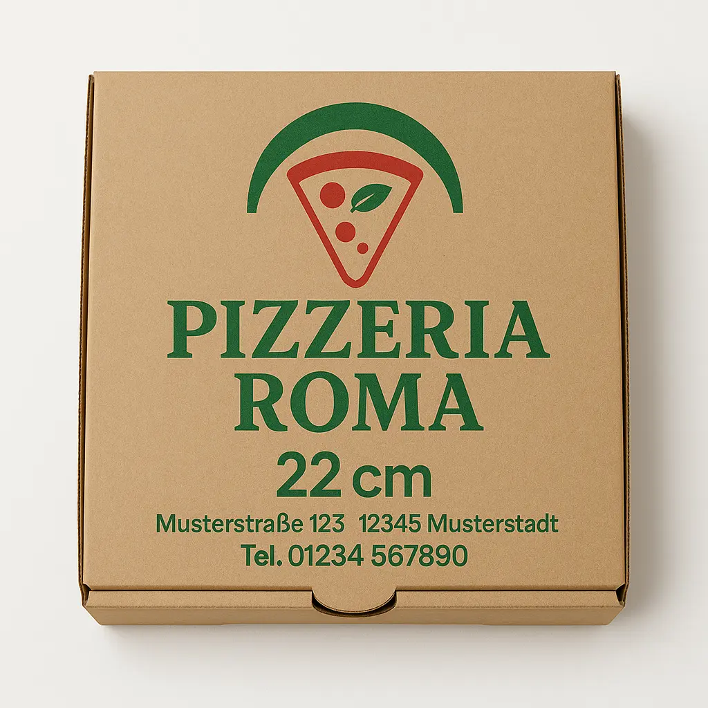 22x22x4cm - Pizzakarton mit eigenem Logo (2500, Weiß)