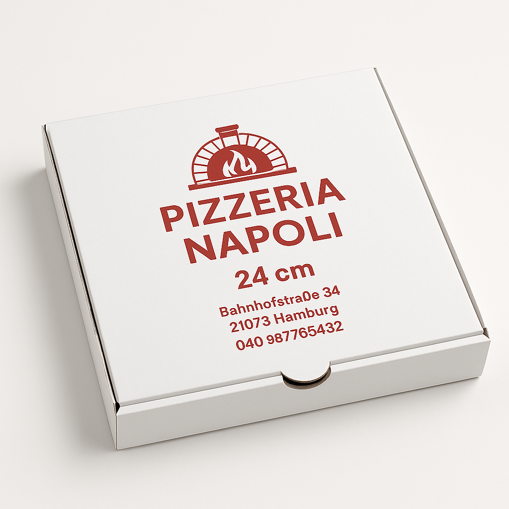 24x24x4cm - Pizzakarton mit eigenem Logo (2500, Weiß)