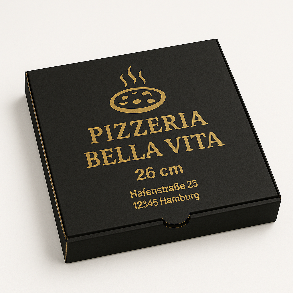 26x26x4cm - Pizzakarton mit eigenem Logo (2500, Weiß)