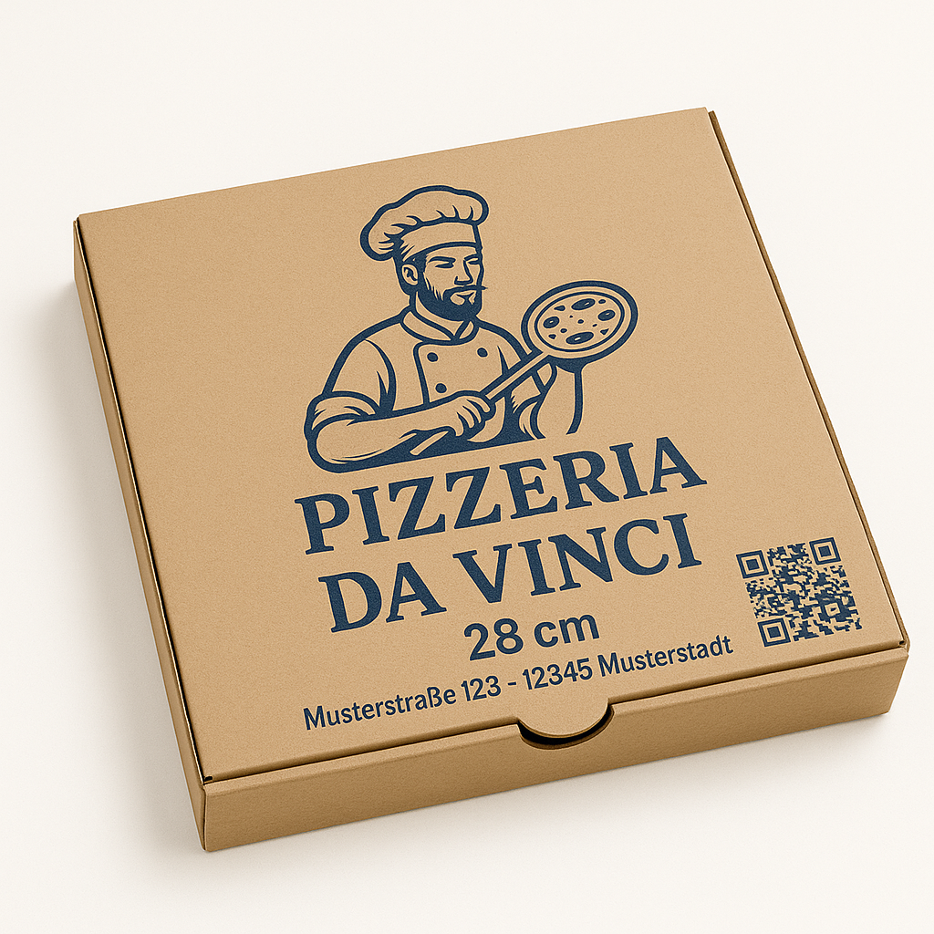 28x28x4cm - Pizzakarton mit eigenem Logo (2500, Weiß)