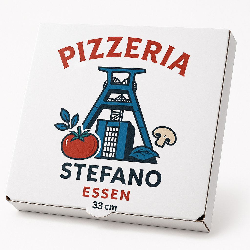 33x33x4cm - Pizzakarton mit eigenem Logo (2500, Weiß)